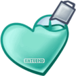 A mint heart being filled by a paint bucket tool from an art program.