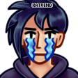 Sebastian from the game Stardew Valley looking to the camera with a blank expression except large cartoon-like streams of tears are falling from their eyes.